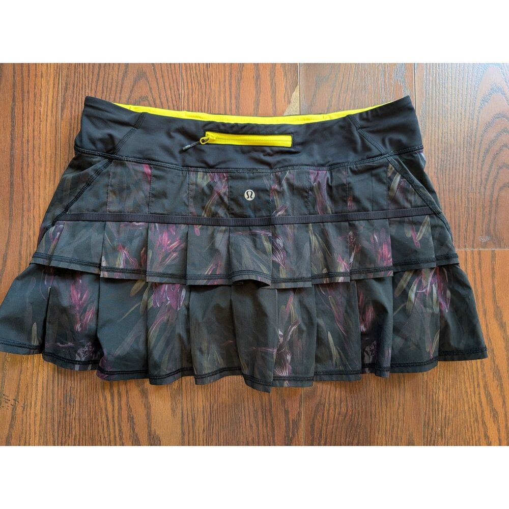 Lululemon Womens Run Pace-Setter Tennis Skirt Skort Midnight Iris Black